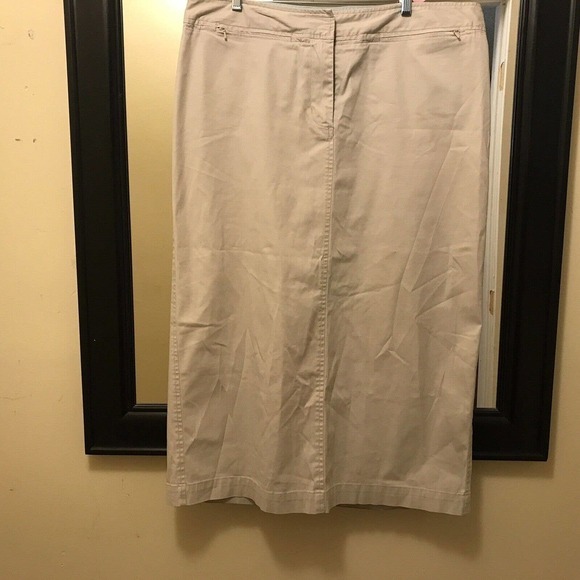 Venezia Straight Denim Midi Skirt Plus Sz18 Beige Slit Back Pockets Used - Picture 14 of 16